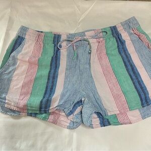 Vineyard Vines Striped Linen Blend Shorts Relaxed Elastic Size S